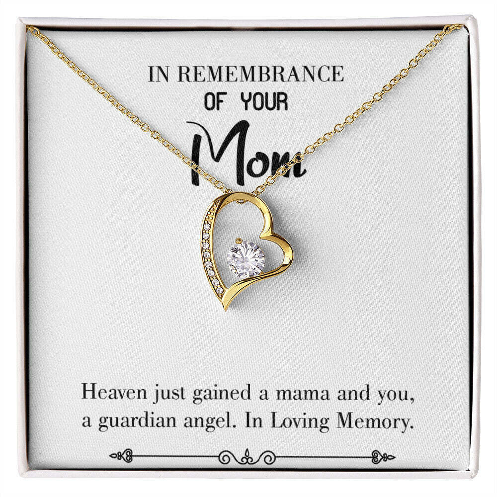 Mom Loving Memory Forever Love CZ Heart Necklace White Gold Luxury Box